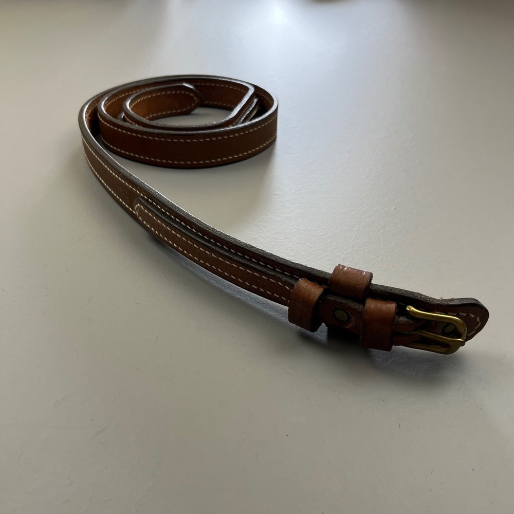 Vintage Leather Belt Mens XL Brown Equestrian Stitched Brass Nameplate Bob Shipp